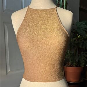 🆕 F21 Gold Glitter Halter Top